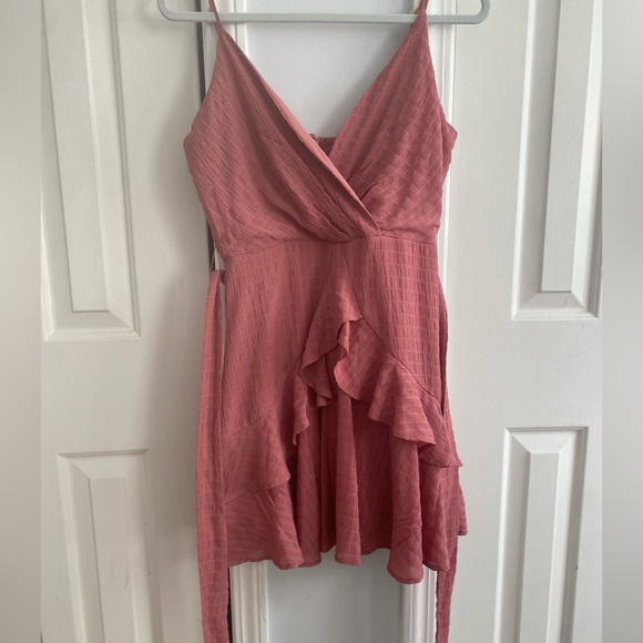 Pink Ruffle Wrap Dress - Picture 3 of 6